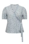 A-View - Bluse - Peony wrap blouse - Light blue/off white