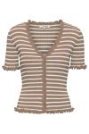A-View - Bluse - Fabia SS Tee - Camel/Off white