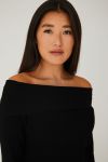 A-View - Bluse - Rib Offshoulder Blouse - Black