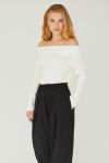 A-View - Bluse - Rib Offshoulder Blouse - Off White