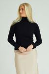 A-View - Bluse - Rib Rollneck Blouse - Black