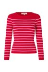A-View - Bluse - Rib Stripe Knit Blouse - Rose/red