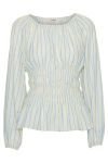 A-View - Bluse - Sille Stripe Blouse - Yellow w. Light Blue