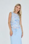 A-View - Top - Claudine Top - Light Blue/Rose