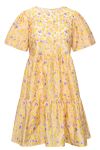 A-View - Kjole - Flora Dress - Creme w Yellow Rose & Purple