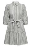 A-View - Kjole - Linen Stripe Dress - Army/White