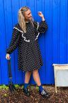 A-View - Kjole - Viola Dress - Black With White Hearts 