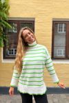 A-View - Strik - Bella Knit Blouse - White With Green