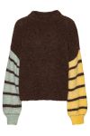 A-View - Strik - Patrisia Block Knit Pullover - Dark Brown/Mint/Yellow