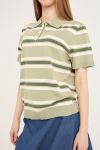 A-View - T-shirt - Polo Stripe Knit Blouse - Dusty green