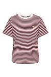 JDY - T-shirt - Pisa Life S/S Print Top - Cloud Dancer/New Stripe Windsorwine W Gold Heart