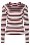 Pieces - Bluse - May LS Striped Top - Deep Lichen Green Beet red/xenon blue