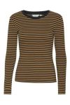 Basic Apparel - Bluse - Ludmilla LS Tee - Bronze Brown/Black Stripe