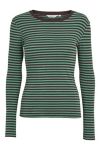 Basic Apparel - Bluse - Ludmilla LS Tee - Stripe Frosty Spruce/Chocolate Plum