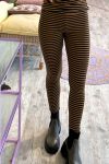 Basic Apparel - Leggings - Ludmilla Tights - Bronze Brown/Black Stripe