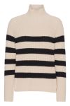 Basic Apparel - Strik - Sweety High Neck Striped - Birch/Black