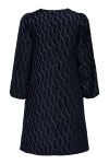 JDY - Kjole - Beth L/S Jaquard Dress - Black Medival Blue Jaquard