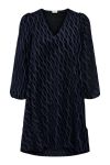 JDY - Kjole - Beth L/S Jaquard Dress - Black Medival Blue Jaquard