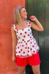 Noella - Top - Berry Strap Top - Red Mix 