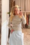 Mads Nørgaard - Bluse - 2x2 Cotton stripe Siri Top - Vanilla Ice/Sky Captain/Zinnia
