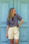 Neo Noir - T-shirt - Missy Stripe Knit Tee - Wine