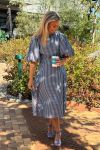 Loved by Lykke - Kjole - LY Nynne SS Dress - Bordeaux/Light Blue Stripe