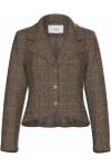 Y.A.S - Blazere - Thela LS Wool Blend Short Jacket - Chocolate Brown W. Checks