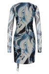 BZR - Kjole - Mela Draw Dress - Blue Print