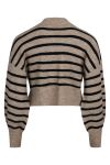 BZR - Strik - Dallas Crop Knit Sweater - Beige Melange With Black