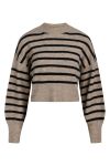 BZR - Strik - Dallas Crop Knit Sweater - Beige Melange With Black