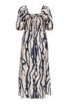 JDY - Kjole - Camille 2/4 Smock Midi Dress - Sandshell/Navy Blazer Abstract