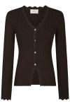 Neo Noir - Cardigan - Clara Stitch Knit Blouse - Dark Brown