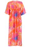 Continue - Kjole - Thilde Waterprint - Orange/Pink