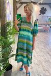 Continue - Kjole - Thyra Zig Zag Print - Blue Green