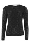 Continue - Bluse - Alberte Lace r Neck - Black