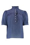 Continue - Bluse - Ariana SS Chambre - Dark Blue Chambre