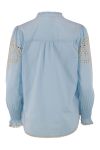 Continue - Bluse - Asta With Embrodery - Light Blue White Embrodery