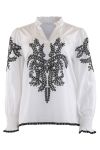 Continue - Bluse - Asta With Embrodery - White Black Embrodery