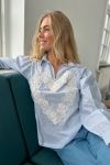 Continue - Bluse - Dagny Shirt Blue Stripe - Lace Heart