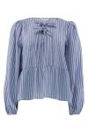 Continue - Bluse - Kiss stripe L/S - White/Blue stripe