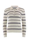 Continue - Bluse - Eva Polo Knit Stripe - Off White/Navy stripe
