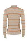 Continue - Bluse - Eva Polo Knit Stripe - Sand/Orange Stripe