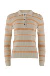 Continue - Bluse - Eva Polo Knit Stripe - Sand/Orange Stripe