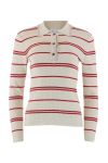 Continue - Bluse - Eva Polo Knit Stripe - Red Stripe