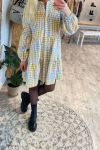 Continue - Kjole - Sanna Multicheck Dress - Multi Yellow Check
