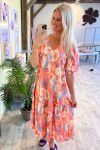 Continue - Kjole - Thyra Dress - Orange/Blue Orange Blue Print