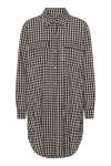 Continue - Skjorte - Gila Small Check Long Shirt - Check Black/Sand