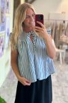 Continue - Top - Lilli Stripe Blouse - Blue Stripe