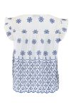 Continue - Top - Lilly Embrodery - Offwhite w Blue Emb