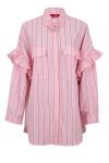 Crás - Skjorte - Flowercras Shirt - Pink Blue Stripe